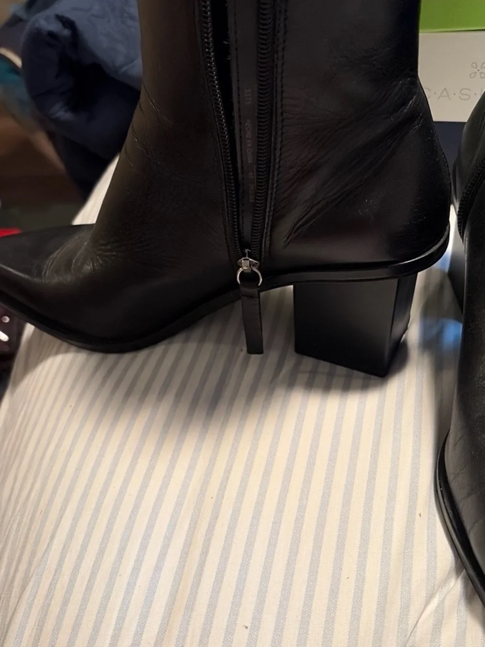Zara Black Pointed Leather Ankle Booties